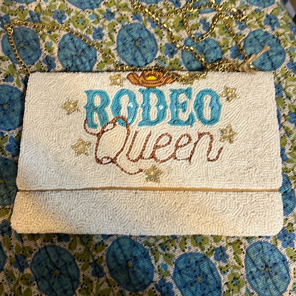 Beaded Rodeo Queen purse with Gold carrying chain